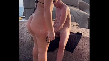 My meek cuckold husband took me to the nudist beach to see me being fucked by another male without a condom