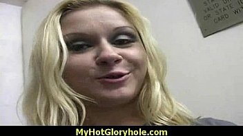 I sneak black bj as i fuck husband thrue gloryhole 2