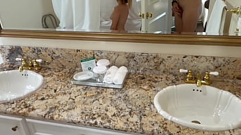 He spies on his half sister in the shower and she sucks his dick