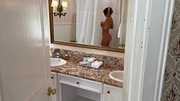 He spies on his half sister in the shower and she sucks his dick