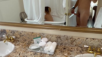 He spies on his half sister in the shower and she sucks his dick