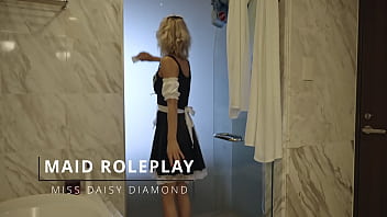 Horny maid pussy play during work time