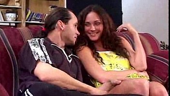 Curly brunette gets an eye spermed