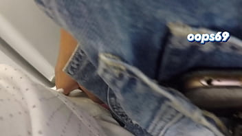 Hot blonde touch unknown man cock in subway