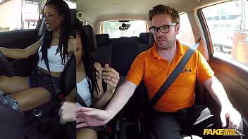 Ebony from usa is fucked and got cum in her pussy by scottish male in a learn car in uk fake driving school