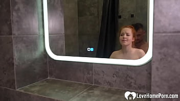Redhead cuttie likes to fuck under the shower
