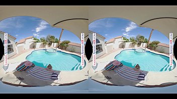 Naughty america kenna james shows tits to friends dad at the pool in vr and fucks the s out of him