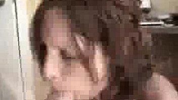 Busty brunette girlfriend deep throats her man