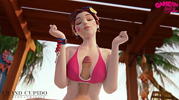 Super hot boobjob animation with overwatch