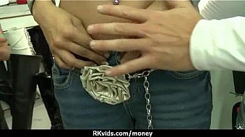 Tight teen fucks a man in front of the camera for cash 29