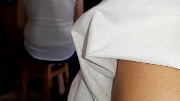 Our risky masturbation under the blanket next to my stepmother