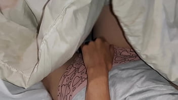 Our risky masturbation under the blanket next to my stepmother