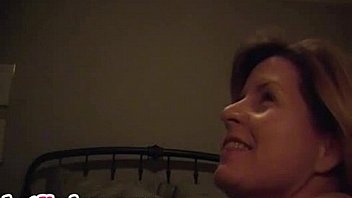 Brunette milf gets her throat fucked by hubby