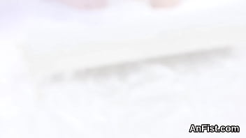 Lesbian teen gets her shaved and anal fist fucked