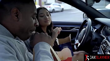 Petite babe avery black stretches pussy for interracial sex