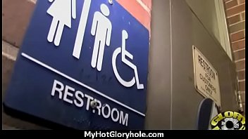 Babe sucks and fucks black cock at gloryhole 9