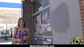 Black chick blows & fucks cock on a naughty gloryhole 5