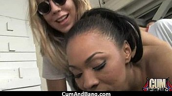 Black chick deepthroats a group of white studs and gets rewarded with cum 11
