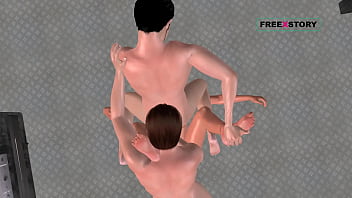 Animated 3d cartoon threesome sex two men fucking a cute girl in pussy and mouth