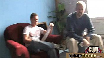 Ebony babe sucks group of white guys 5