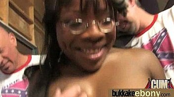Ebony gets group cumshots 19