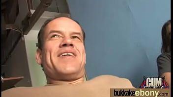 Ebony babe sucks group of white guys 22