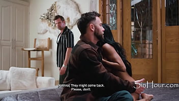 Travelers double penetrate a tied up asian girl in motel