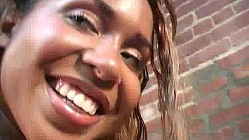 Ebony slut fucks a white gloryhole cock in her first interracial scene 10