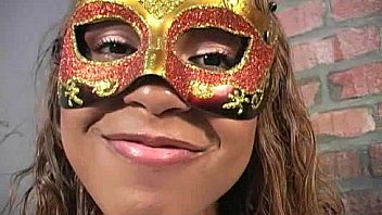 Ebony slut fucks a white gloryhole cock in her first interracial scene 10