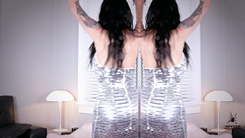 Jazmin models a sexy little shiny dress