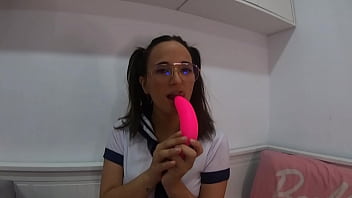 Horny student plays with her dildo claudia bavel
