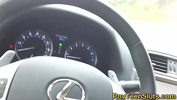 Gorgeous teen gives head in car pov