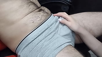 The stepdaughter did a manicure and having seated her stepfather in a chair brought him to orgasm with her gentle hands