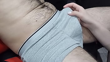 The stepdaughter did a manicure and having seated her stepfather in a chair brought him to orgasm with her gentle hands