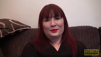 Submissive redhead receives cum in mouth Submissive redhead receives cum in mouth
