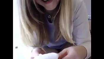 Pale teen squirts on webcam
