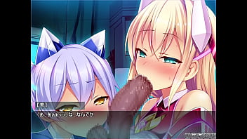 Double blowjob from busty and petite hentai bitches