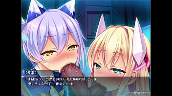 Double blowjob from busty and petite hentai bitches