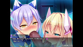 Double blowjob from busty and petite hentai bitches