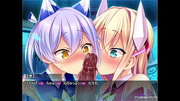 Double blowjob from busty and petite hentai bitches