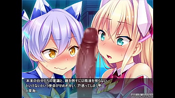 Double blowjob from busty and petite hentai bitches