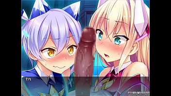 Double blowjob from busty and petite hentai bitches