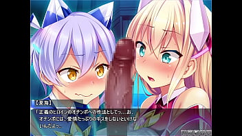 Double blowjob from busty and petite hentai bitches