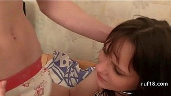 Skinny tight teen with big tits banged in her bathroom