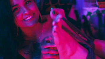 Girlfriend's feet tied to suck and tickle