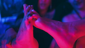 Girlfriend's feet tied to suck and tickle