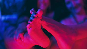 Girlfriend's feet tied to suck and tickle