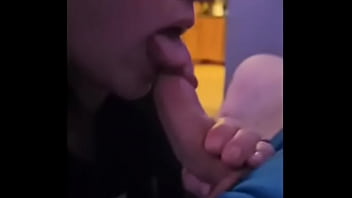 Close up sloppy big tits wife blowjob