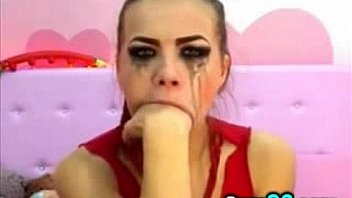 Cam girl face fucks and gags her self hard camg8