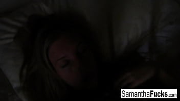 Blonde babe films herself